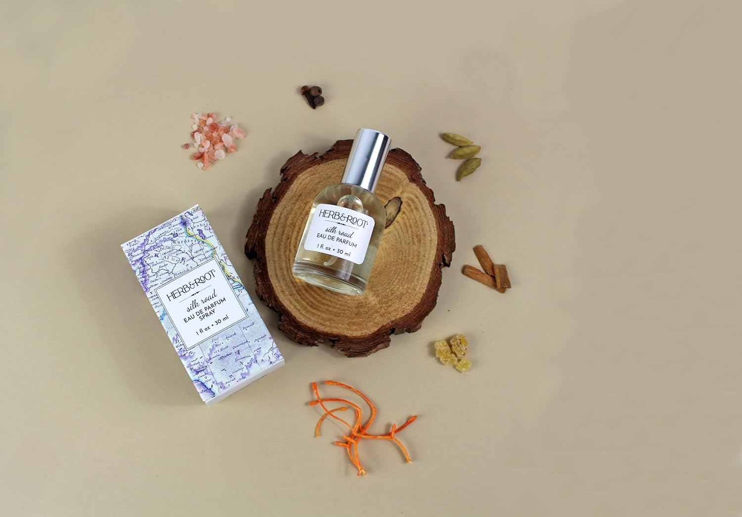 Herb & Root Amber Wood Spice Perfume Blend, Saffron, Cardamom, Sandalwood, Frankincense, Eau de Parfum nlog  perfume