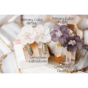 Labradorite Earrings - Purple Flower Earrings