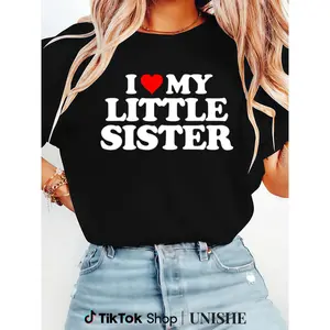 Funny I Love My Little Sister Shirt with Heart Design – Great Gift