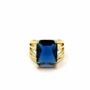 Dark blue stone ring gold plated 14 k