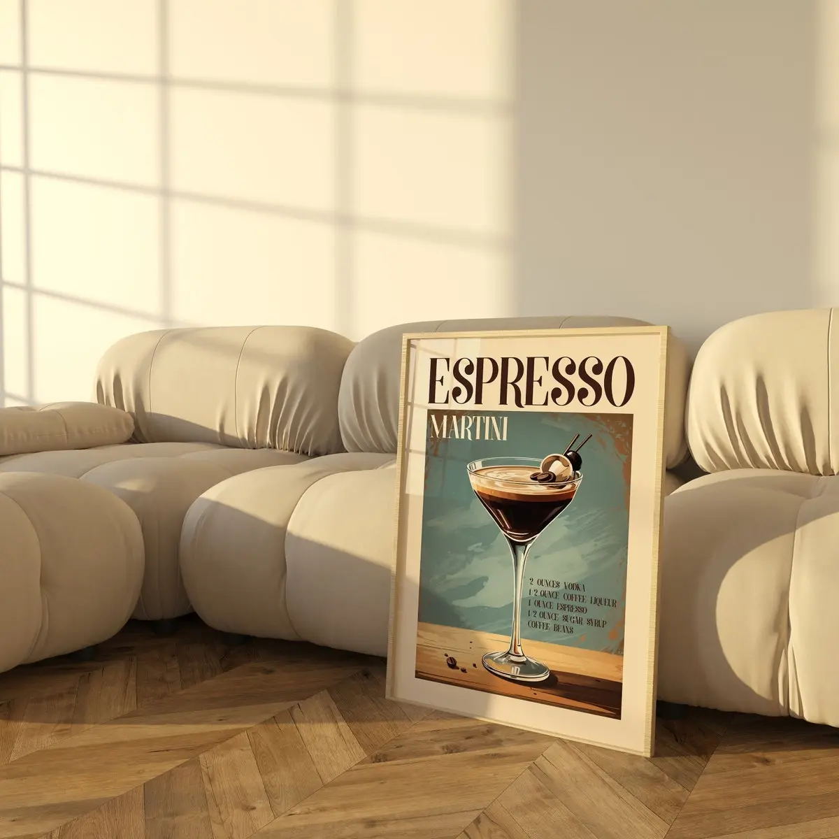 Cocktail Poster, Espresso Martini Fine Art Print, Dorm Decor, Trendy Wall Art, Kitchen Wall Decor, Black Art, Beige Martini Cocktail Print, Room Decor