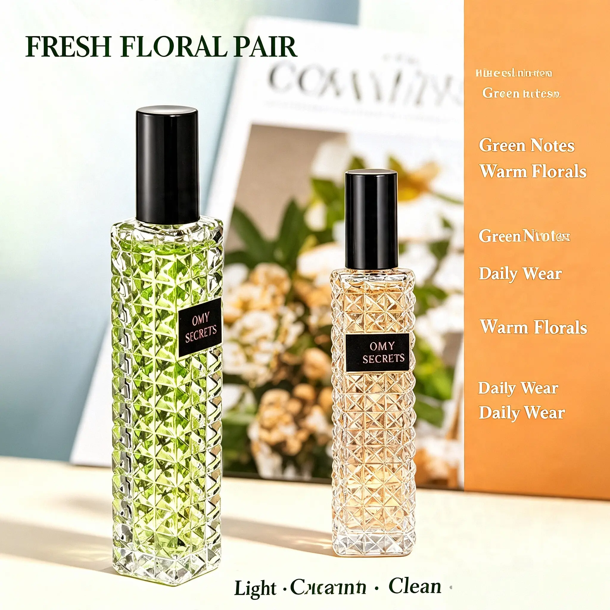 Mini Portable Travel Diamond Bottle Long-Lasting Women Perfume, Miss Series with 4 Fragrances, Fragrance Gift for Daily, Date & Wedding