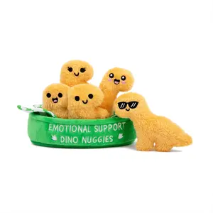 Emotional Support Dino Nuggies by Relatable, Cuddly Stuffed Animals and Dinosaur Toys, Great Valentine's Gift Ideas Kids, Includes 5 Dinosaur Plushies with Carrying Basket