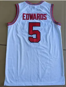 Men's Retro Edwards College #5 Basketball Jersey Stitched White Black S-XXL Gifts for Christmas,New Year