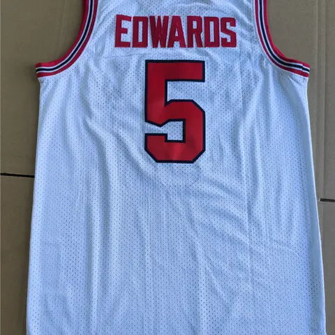 Men's Retro Edwards College #5 Basketball Jersey Stitched White Black S-XXL Gifts for Christmas,New Year