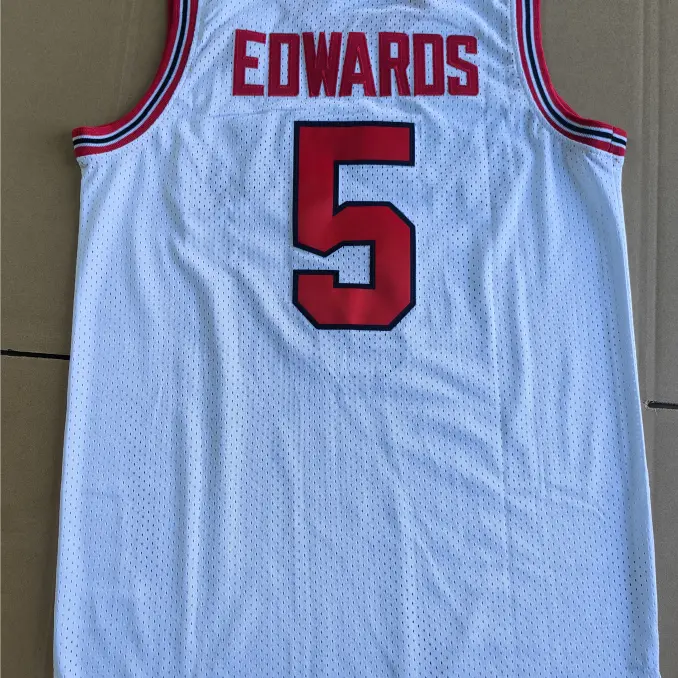 Men's Retro Edwards College #5 Basketball Jersey Stitched White Black S-XXL Gifts for Christmas,New Year