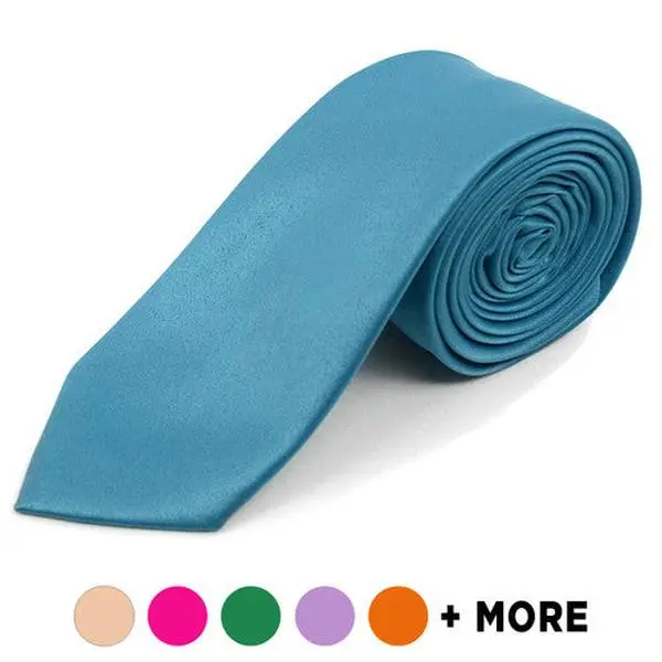 Umo Lorenzo 2.75-Inch Solid Satin Polyester Necktie - Slim 57" L x 2.75" W Formal Business Accessory, Bold Solid Color, Lustrous Shine for Weddings, Proms