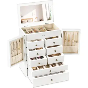Emfogo ,Jewelry Box for Women ,Christmas gift,Wooden Jewelry Boxes & Organizers 5-Layer Rustic Large Jewelry Organizer Box，christmas haul 2024 container organization storage solution display stand elegant  storage unique gift
