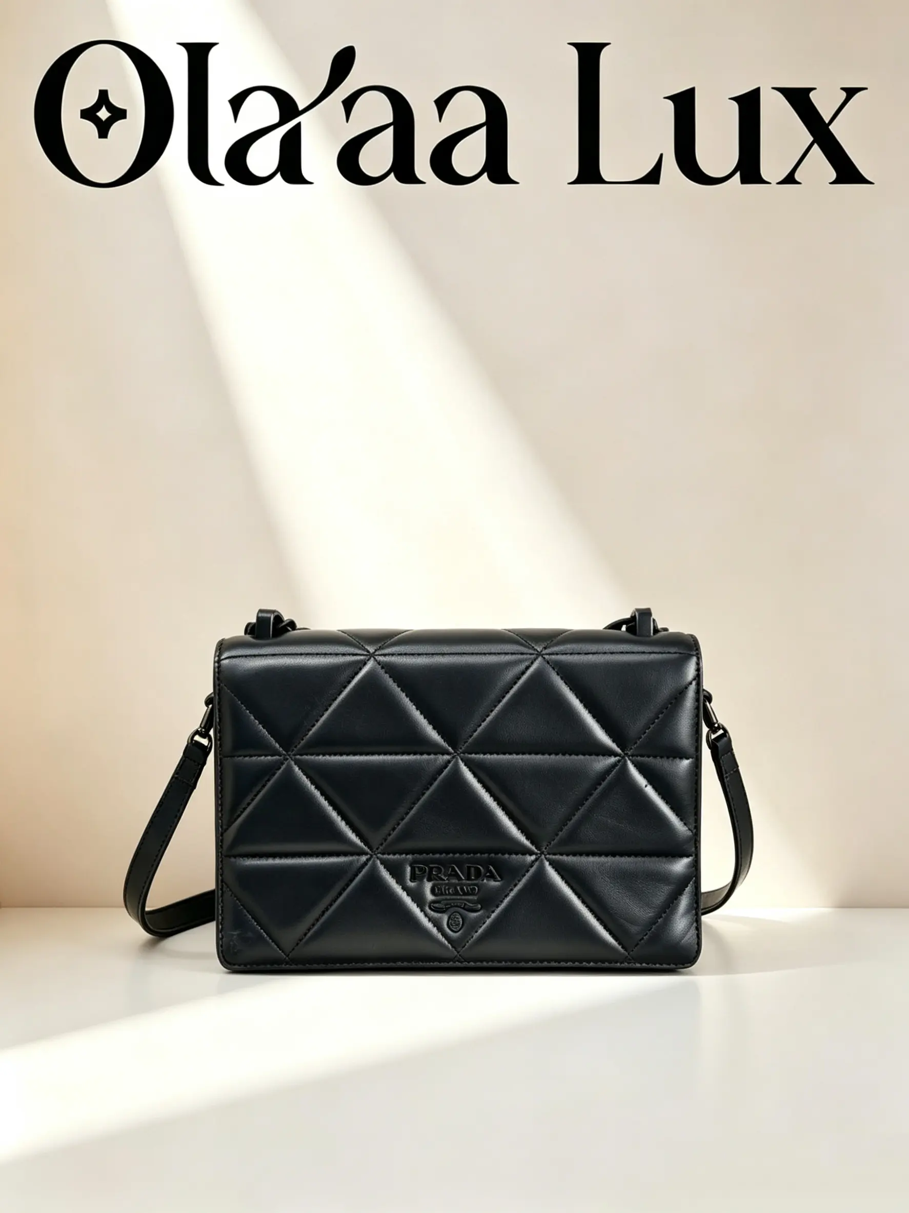 Pre-owned PRADA Black Triangle Quilted Crossbody Bag, Embossed Logo Adjustable Leather Strap Shoulder Purse C19499504800