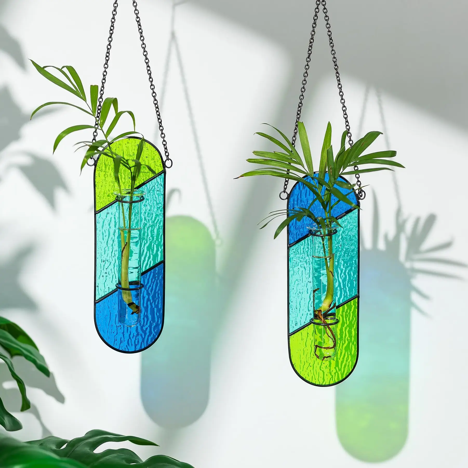Stained Glass Propagation Wall Hanging: Spring Propagation Station Planters for Window Decor - Propagation Tubes Terrarium Unique Plant Lover Gift