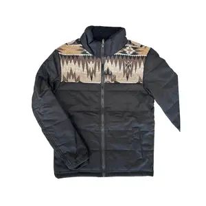 Lamasini Black Tribal Puffer Jacket