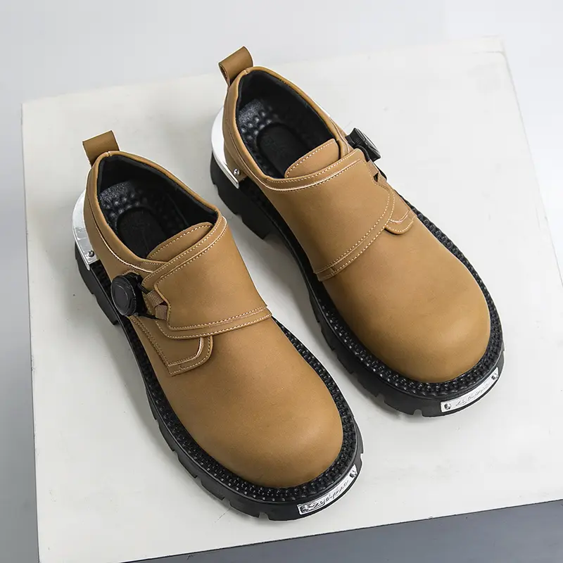 Men's Patent Leather Platform Oxford Shoes - Round Toe, Plain, Lace-Up, Lightweight Retro Punk Street Style Footwear for Business Casual Wear