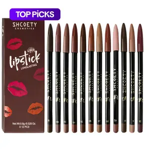 12-Color Matte Lip Liner Pencil Set, Smooth Color Silk Lipstick Pen, Durable Pigment Lip Makeup Cosmetics, Moisturize Makeup Products, Lip Stain, Lip Crayon, Lipliner, Moisturizing, Waterproof Lip Liner Set, Tinted, Moisture, Lip Liner Kit