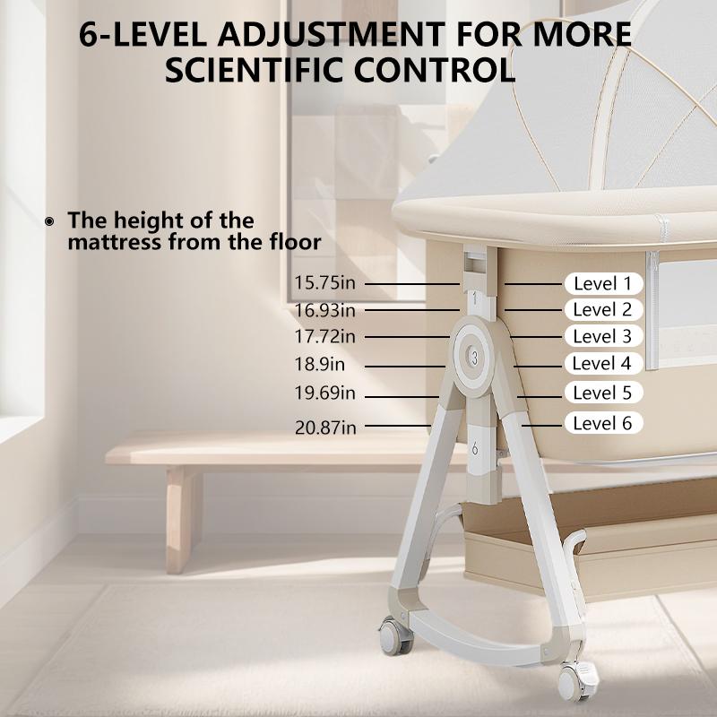 Baby Bassinet, 4-in-1 Baby Bassinets Bedside Sleeper with Wheels and Mosquito Net,Bedside Bassinet for Baby with Comfy Mattress, Mattress&Breathable Mesh,Storage Basket Foldable Portable Adjustable Height soft sheet boy bassinet storage foldable crib baby