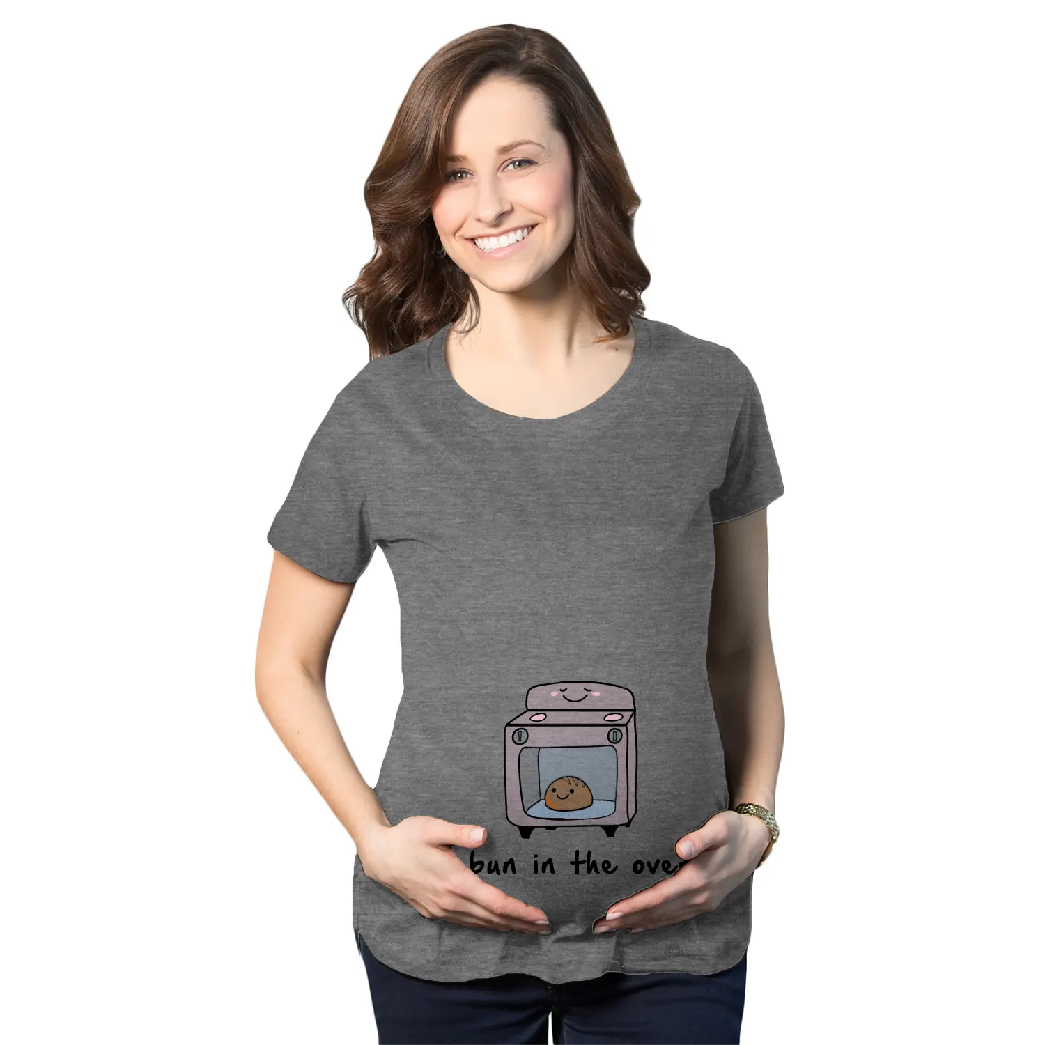 Maternity Bun In The Oven T shirt Funny Pregnancy Announcement New Baby Tee Funny Graphic Maternity Tee Cute Pregnancy Tees With Plus Sizes Funny Food Short Sleeve Funny Maternity Shirts