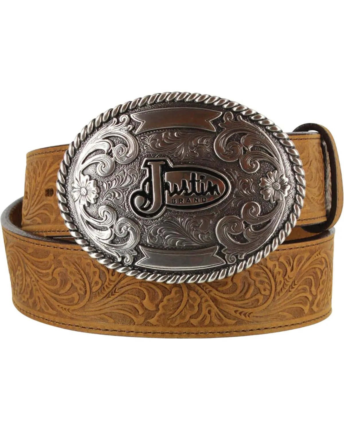 Justin Men's Men'S Floral Leather Trophy Belt - 242Cg