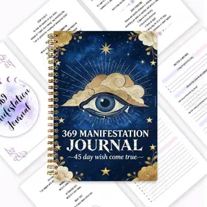 Spiritual Growth Planner, 369 Manifestation Law Notebook, Law of Attraction Wish Fulfillment Handbook, Gratitude Journal & High Vibration Record, Daily Manifestation Practice. It includes 3 writing exercises every morning (3 times), noon (6 times) and eve