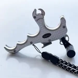 NoxDyn Archery Compound Bow Release 4-Finger Thumb Release for Archery Bowfishing Accessories (Black Silver)