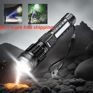 Strong Light Flashlight /Buy More Fee Shipping/Lighting More 1Mile/Lasts 8 Hours/Emergency Lighting White Flashlight WithRed &Blue Alarm Lights/Camping Gadgets2024/Waterproof RechargeableFlashlight/Mountain Climbing Outdoor Night RoadGarden Lighting 32.99
