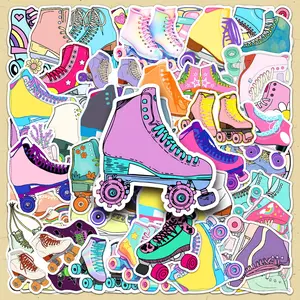 Roller Skate Pattern Sticker, 100pcs/set Colorful Cartoon Creative DIY Decorative Sticker, DIY Decorative Sticker for Scrapbooking & Journal Making, Funny Stickers