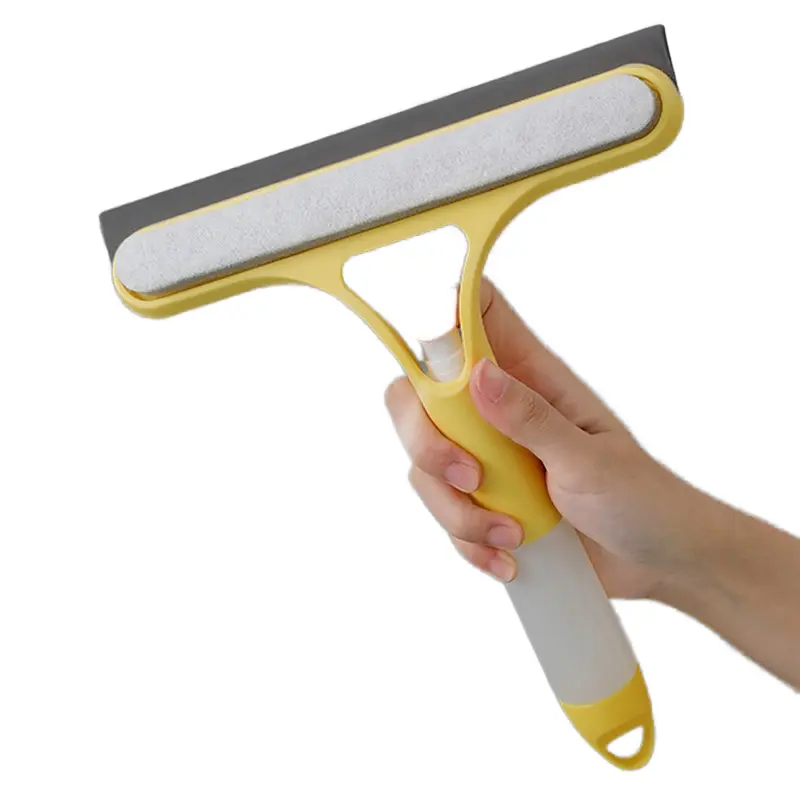 Handheld 3-in-1 PVC Durable Handle Household Squeegee - All-Purpose Window Cleaner with Spray, Scrubber, Lightweight Silicone Microfiber Wipe for Home, Car Windshield