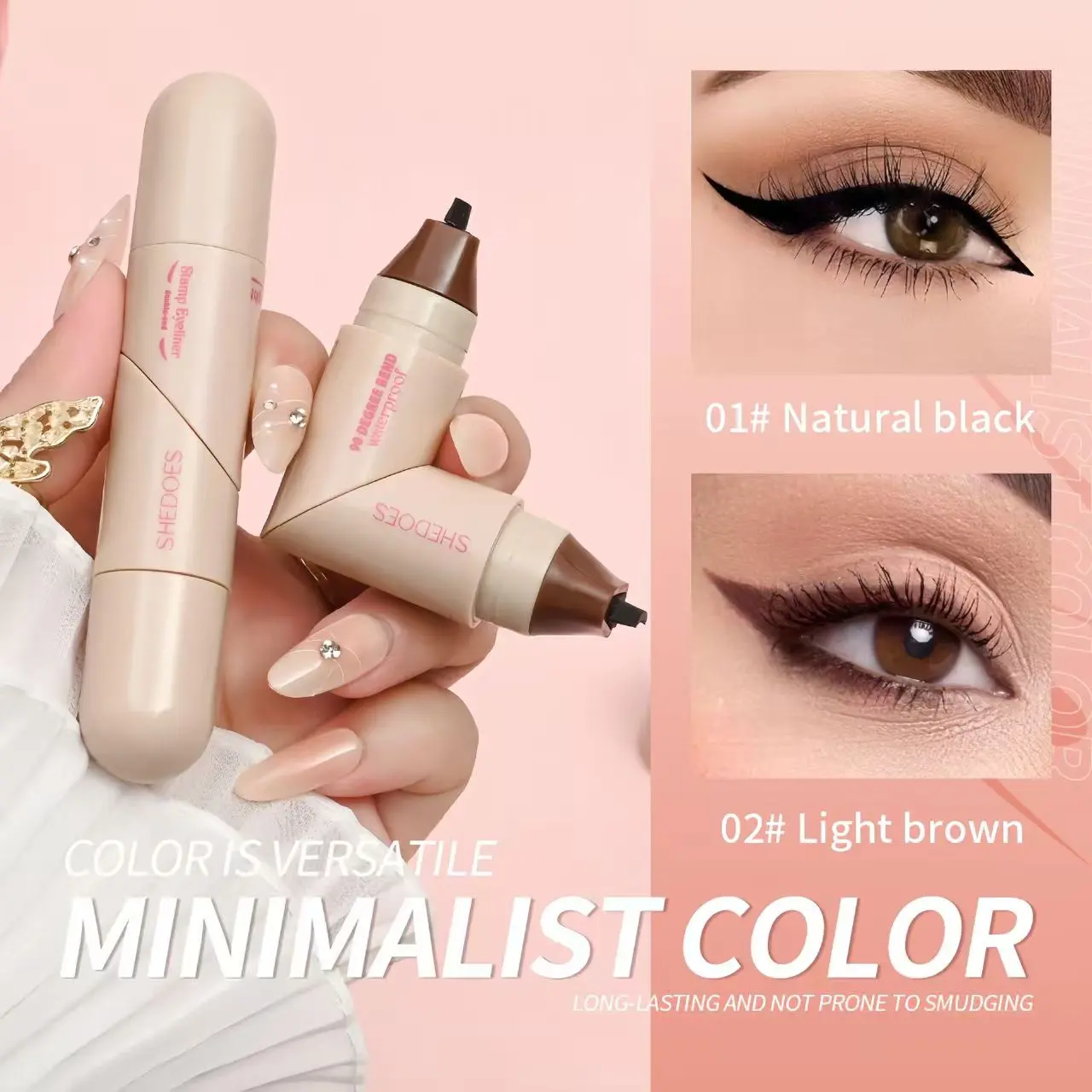 Rotating Dual-Head Silicone Stamp Liquid Eyeliner Pen, Waterproof Smudge-Proof Transfer-Proof Quick-Dry, Beginner-Friendly Easy Eye Makeup for Busy Mornings & Special Occasions, Back to School Cat Eye Tool