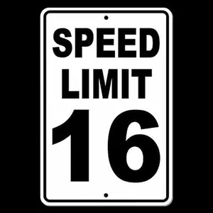 Speed Limit 16 Sign Metal MPH slow WARNING Traffic Road Highway Aluminum Warning Sign Retro Fashion Chic Metal Tin Sign Decor Aluminum Rust Free Sign for Indoor Outdoor Use
