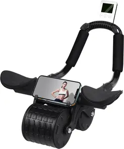 2025 New Ab Roller Wheel with Timer& Knee Mat,Automatic Rebound Abdominal Wheel with Elbow Support Ab Workout Equipment for Strengthening Core Muscles Abs Exercise Roller for Women Men