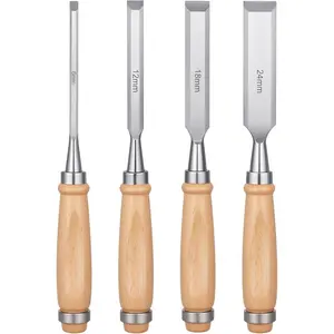 4 Piece Wood Chisel, Professional Wood Woodworking Tools Set,Bevel Edge Chisel Set