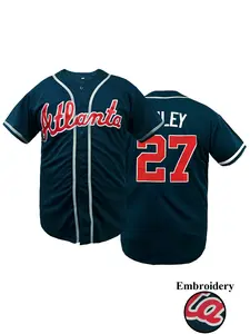 Men's #27 Stitched Baseball Jersey, Casual V Neck Breathable Short Sleeve Baseball Shirt, Athletic Tops, Workout Tops, Loose Fit for Outdoor Sports & Training, All Seasons Wear