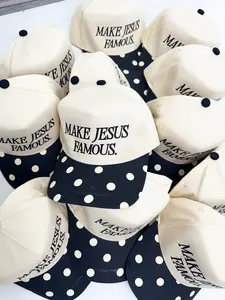 Make Jesus Famous Black Polka Dot Embroidered Hat