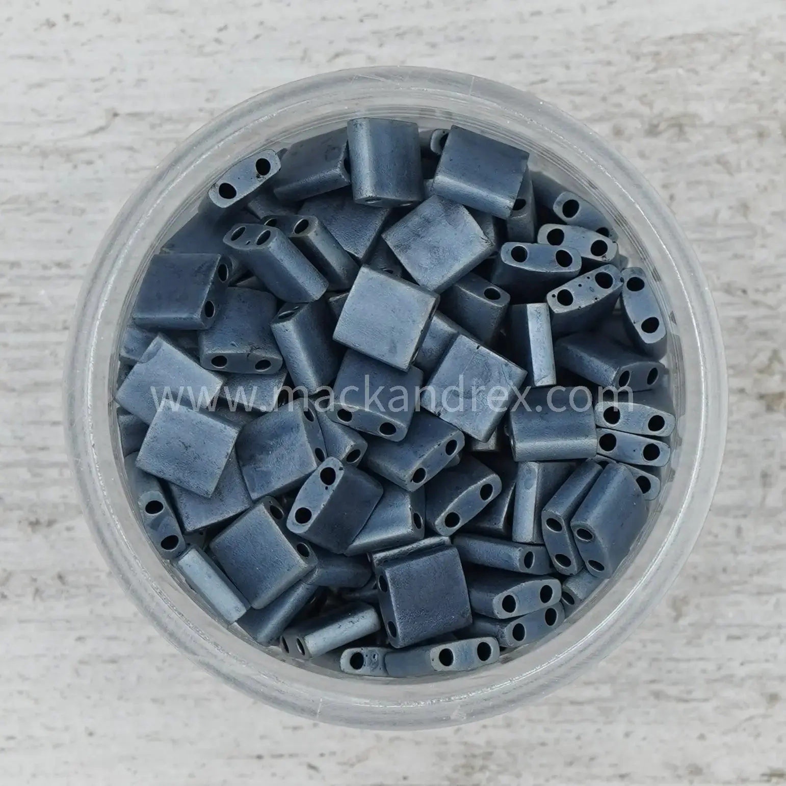 2001 - Navy Tila Beads, Matte Gunmetal Tila Beads