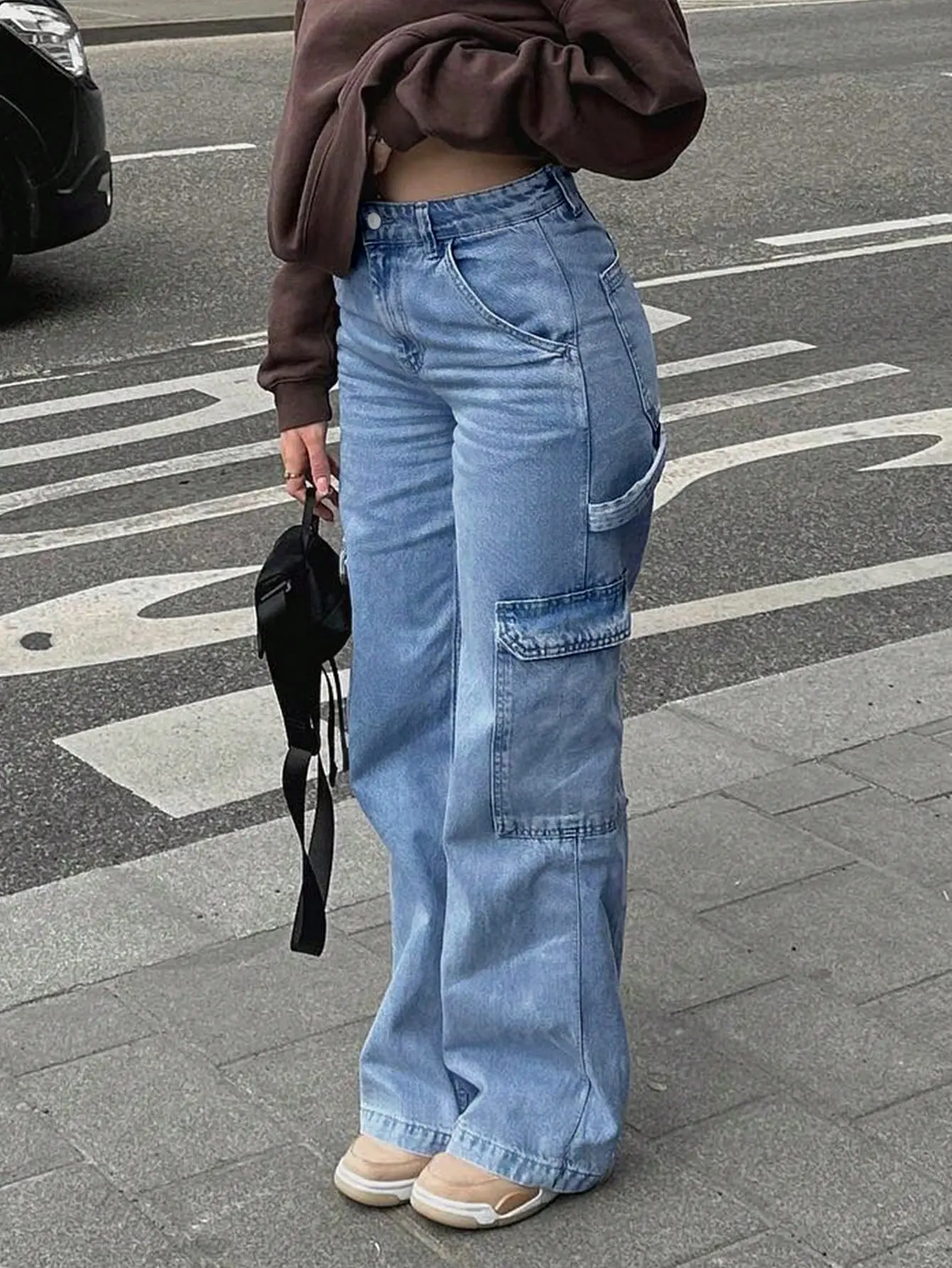 Women's High-Waisted Stretch Jeans - Vintage Industrial Workwear Pants with Multiple Utility Pockets, Stretchy Non-See-Through Fabric for Everyday & Formal Outfits - Machine Washable All-Season Jeans, Ladies Jeans, Casual Streetwear Sold by