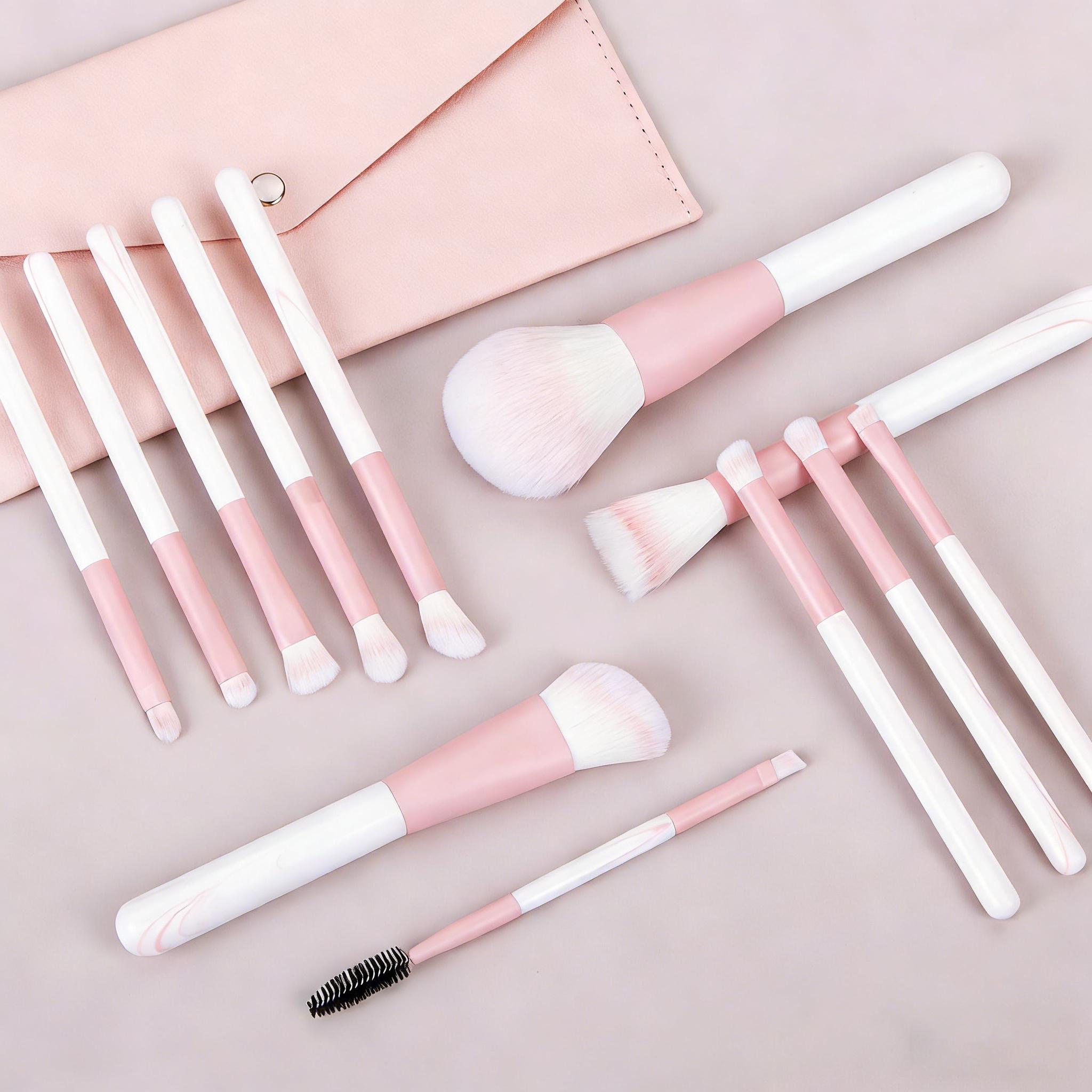 12Pcs Floral Sky Makeup Brush Set, Ultra Soft Bristles with Holder, Complete Beauty Brushes for Beginners