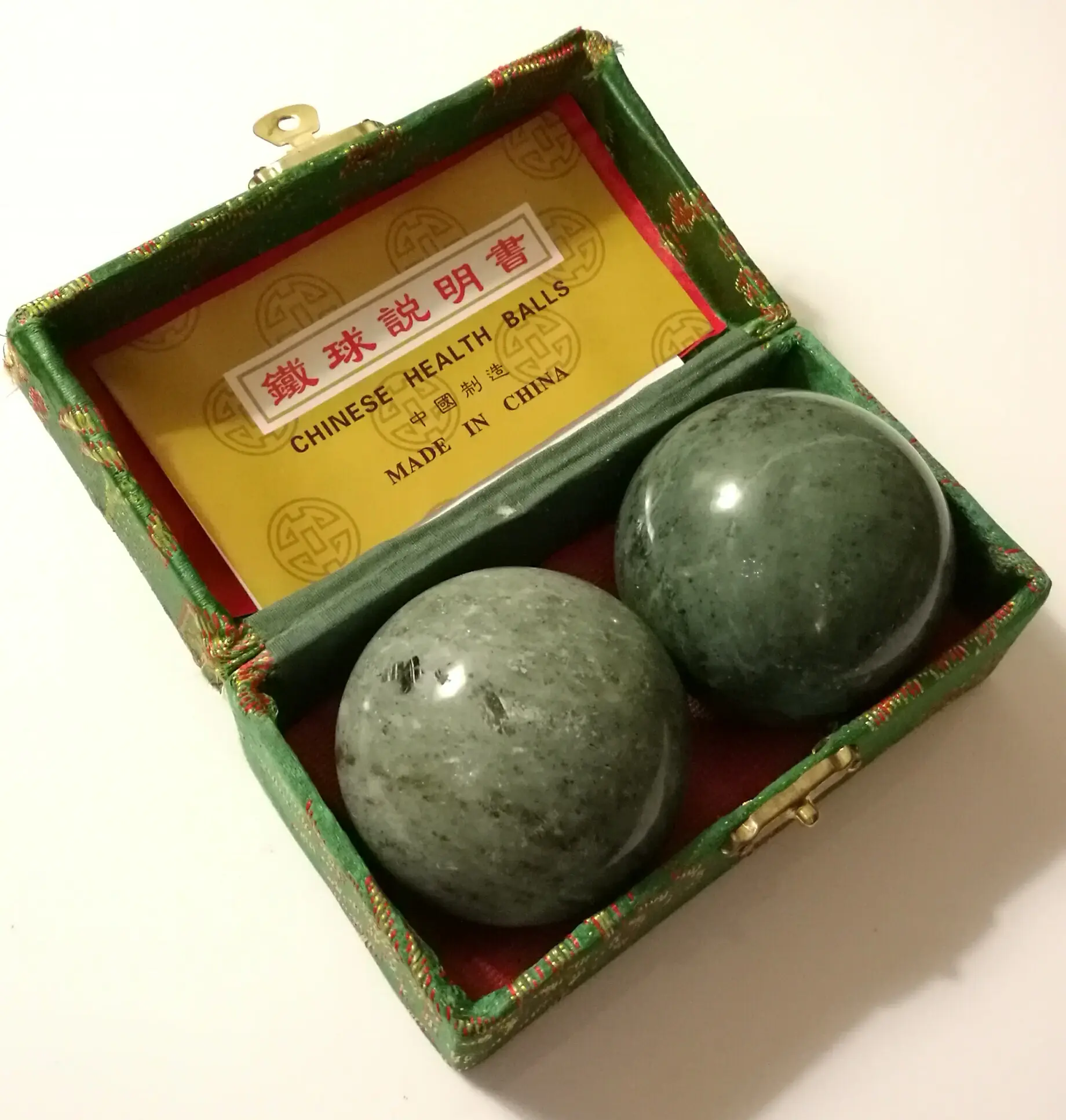 THY COLLECTIBLES Baoding Balls, Set of 2 Jade Marble Stone Manual Massage Tools for Stress Relief, Hand Exercise, and Circulation, 2.25 Inches, Set Of Two