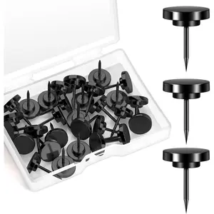 30Pack Black Flat Push Pins for Wall Thumb Tacks for Walls Flat thumbtacks Push pin for Bulletin Board Shadow Box Display Thumbtack for Cork Board - Home Improvement.