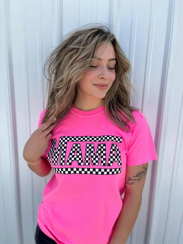 Checkered Mama Tee