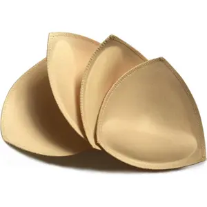 3 Pairs Removeable Push up Triangle Bra Pads Inserts,Replacement Pad for Bikinis Top  Bra Swimsuit for A B C Cups-Beige