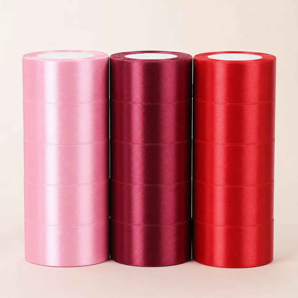 5 Rolls 4cm Satin Ribbons - DIY Handmade Supplies for Roses, Cake Decorations, Wrapping Flower Bouquet, Gift Packaging