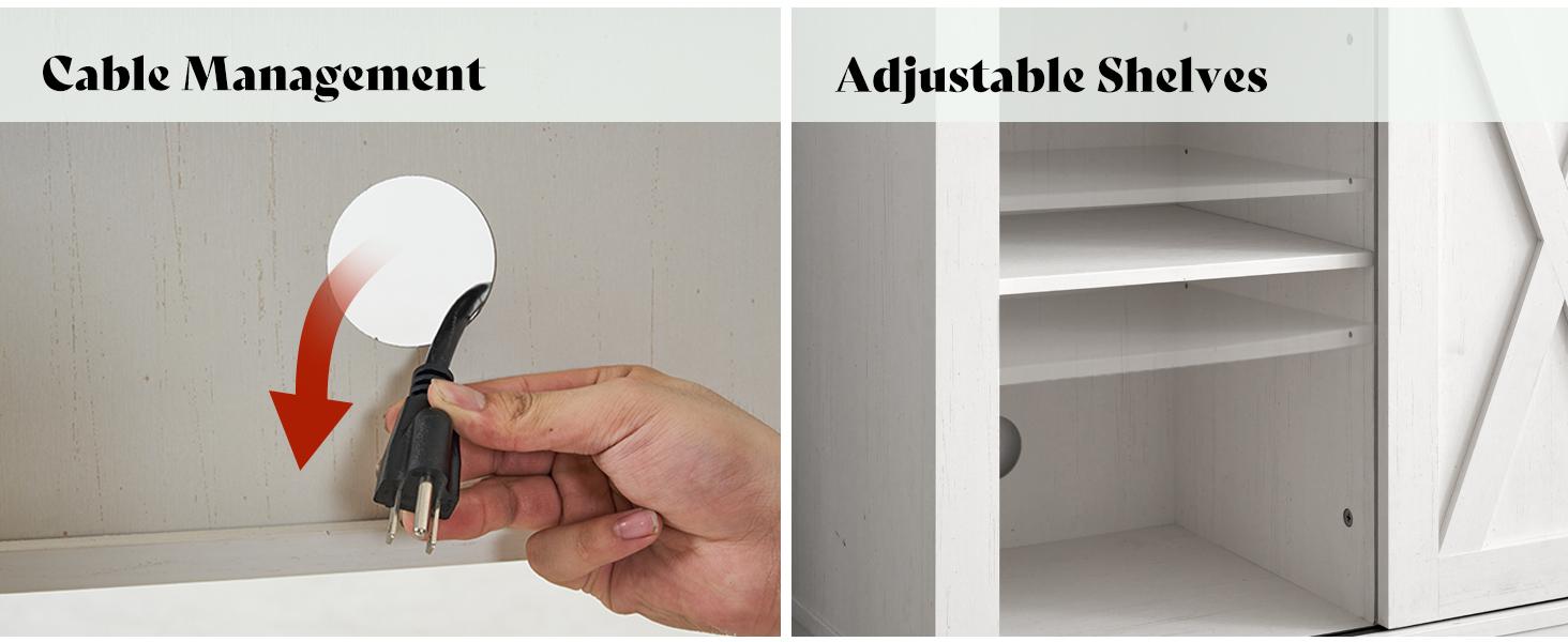 [Ships in 2 Boxes] [Spring Sale] AMERLIFE TWO Size Fireplace TV Stand Sliding Barn Door Wood Entertainment Center with an Electric Fireplace Insert, Modern Farmhouse Storage Cabinet Console/Best Gift Ideas/Christmas Gifts