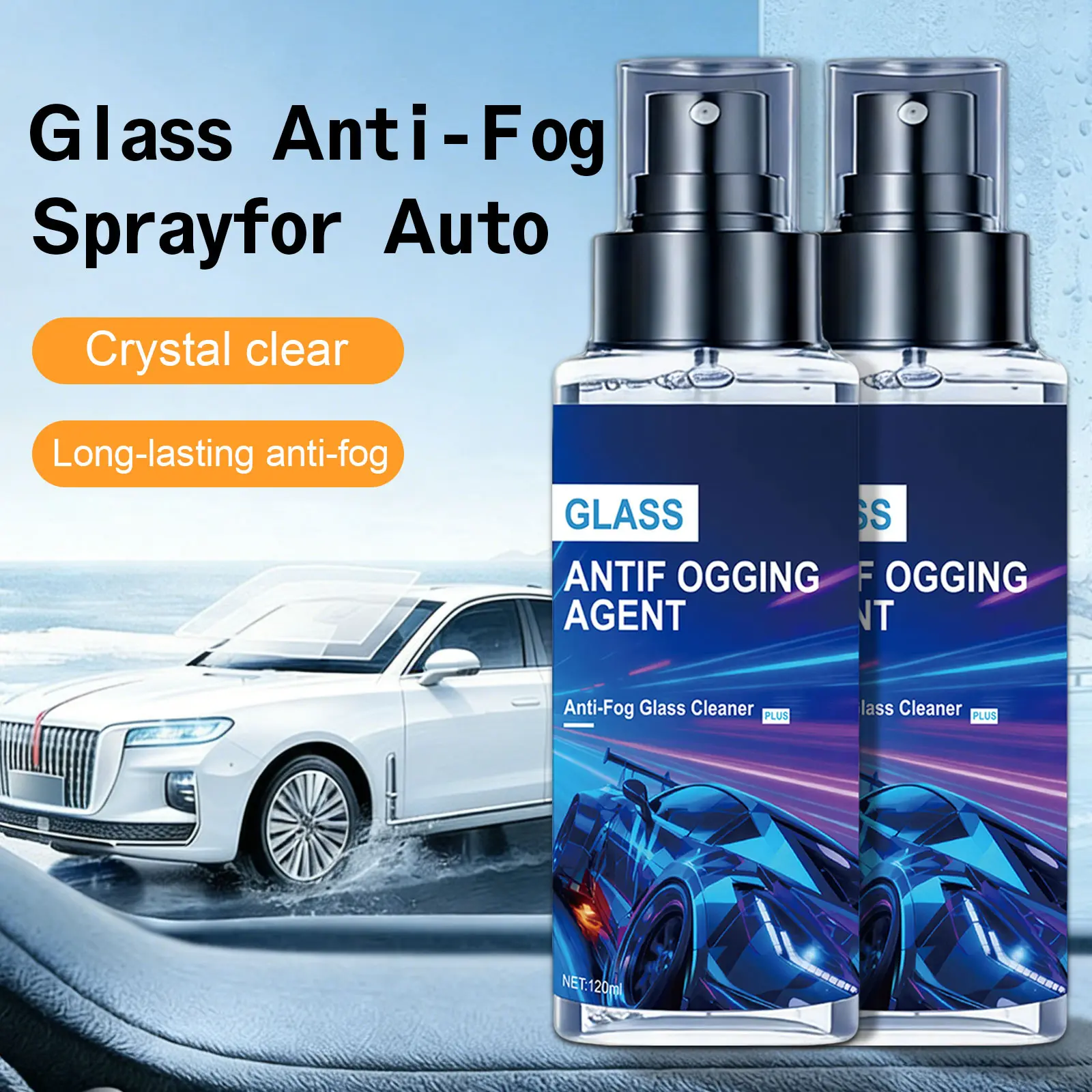 Car Windshield Anti-Fog Spray (240ml) - Long-Lasting Glass Defogger for Car Windows, Mirrors, Eyeglasses, Boats - 6 Bottles (Buy 4 Get 2 Free) - Better Visibility Driving Safety Accessory for Rainy, Winter Days