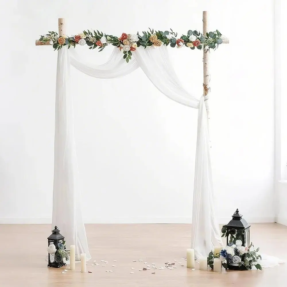 1/4 Panel Sheer Polyester Wedding Arch Draping Fabric Decoration - 20FT Hanging Ceiling Drapes Backdrop Curtain for Wedding Ceremony, Birthday Party Banners