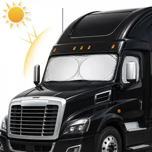 Semi-Truck Shade for Windshield and Side Windows  240T Sunshade Maximum Coverage Block  Heat Rays Fits for Semi, Commercial & Big Rig Truck, RV (Side window suction cups ) front window Universal Suction Cup Window Shades sun