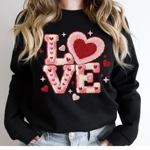 Faux Yarn Crochet Love Valentine Shirt, Latch Hook Yarn Heart Shirt, Retro Crochet Valentine XOXO Shirt, Checkered Vday Sweatshirt
