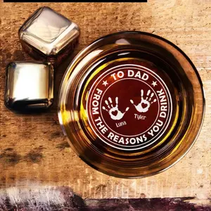 “TO DAD” Personalized Engraved Whiskey Glass – Custom Laser Engraved Name Glass, Funny Patriotic Gift for Dad, Birthday, Father’s Day & Anniversary Gift for Him