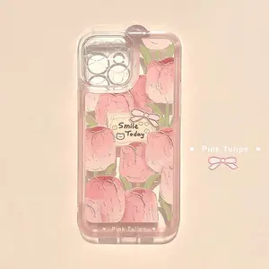 Fresh Tulip 13 Case for Apple 16 Pro Max, iPhone 17 Transparent 12 Shockproof XR for Women 14