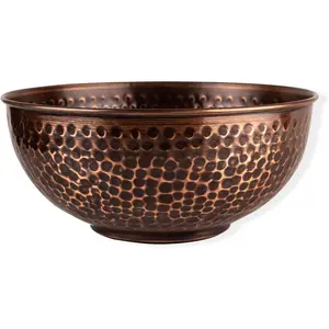 Antique Copper Mixing Bowl 7.5" – Handcrafted Hammered Copper Bowl for Whisking Eggs, Tossing Salad, Serving, or Kitchen Décor – Vintage Style Serveware