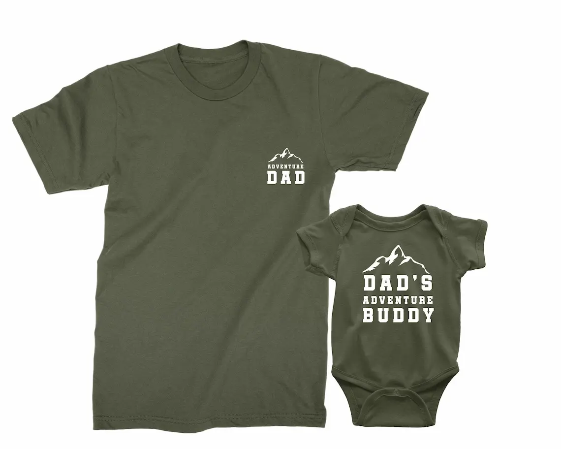 Adventure Dad & Dad's Adventure Buddy. Father's Day gift for Father, Son, Daughter. Matching dad shirts. Father Son matching tees