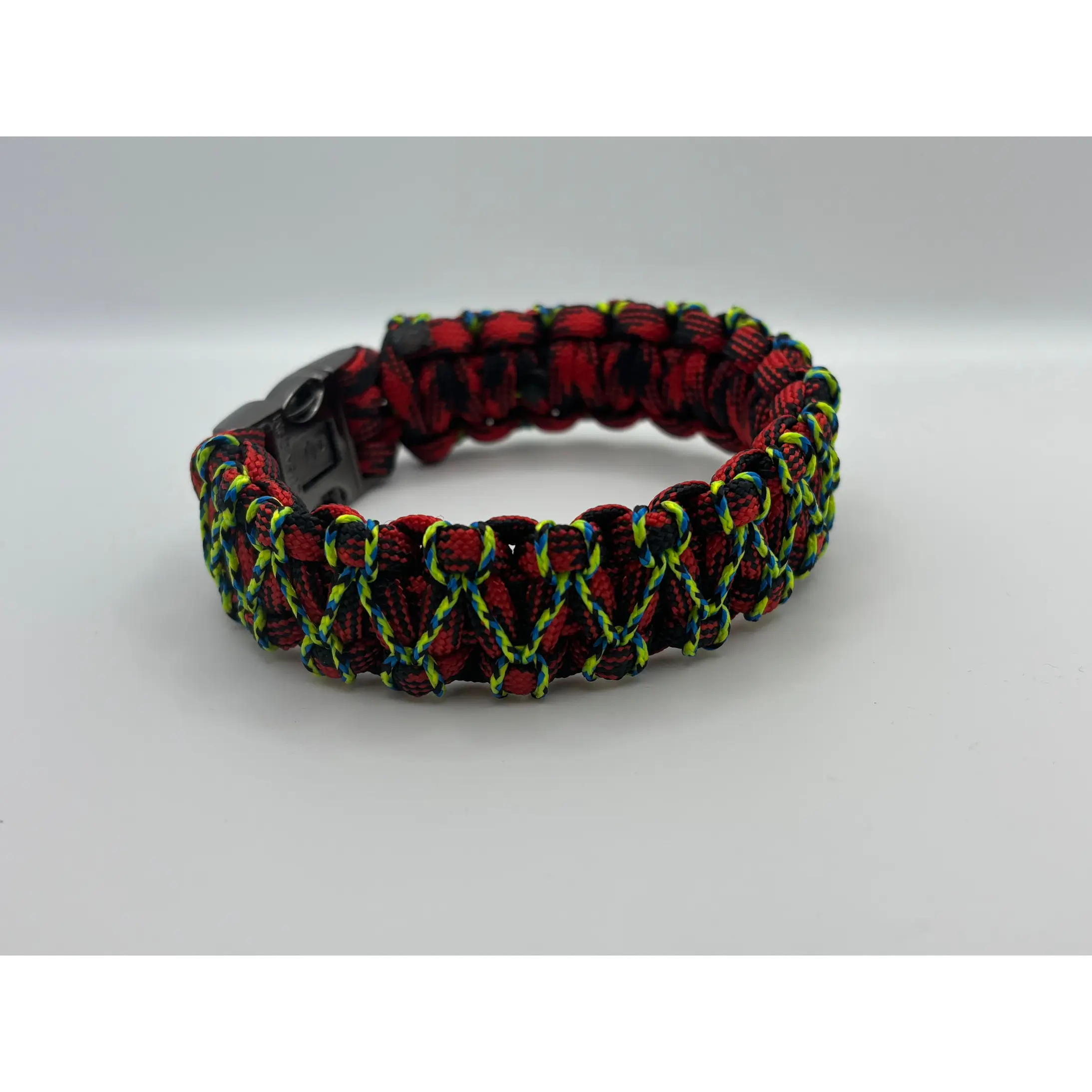 Stitched Cobra Knot Paracord Bracelet with Metal Clasp – Red & Ylw