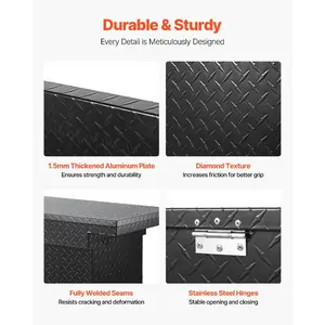 VEVOR Crossover Truck Tool Box, 72x20x14 In, Heavy Duty Aluminum Toolbox with Diamond Texture, Pick Up Truck Bed RV Trailer Toolbox, Waterproof Storage Organizer with Lock, Keys, Side Handles, Black